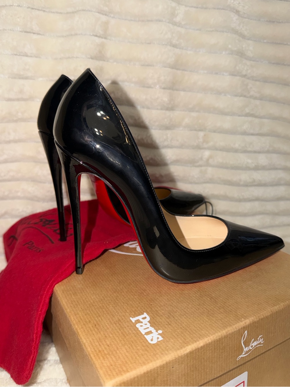 Christian Louboutin So Kate 120 mm Black Patent Pointed Toe Pumps